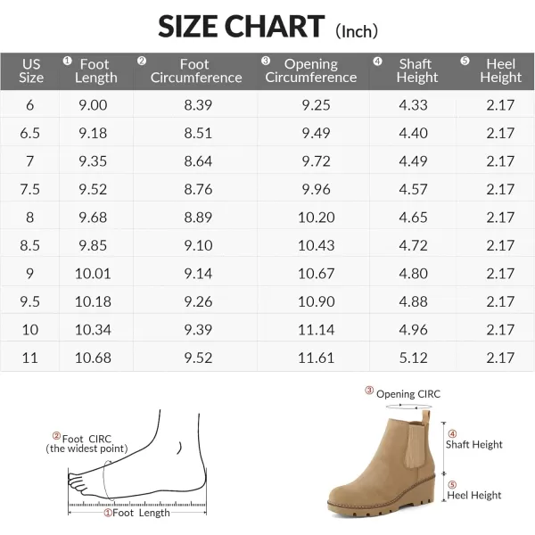 mysoft Womens Chelsea Wedge Booties Platform Lug Sole Elastic Low Wedge Heel Slip On Ankle BootsSand Nubuck