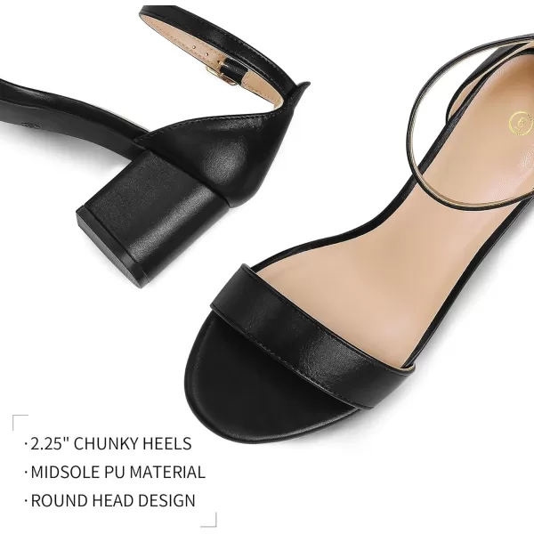 mysoft Womens Chunky Low Heels Open Toe Block Heeled Dress Ankle Strap Pump Wedding SandalsBlack Pu