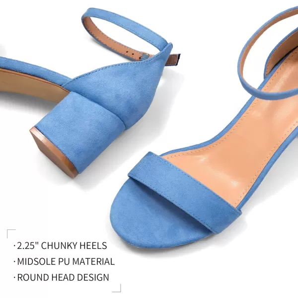 mysoft Womens Chunky Low Heels Open Toe Block Heeled Dress Ankle Strap Pump Wedding SandalsBlue