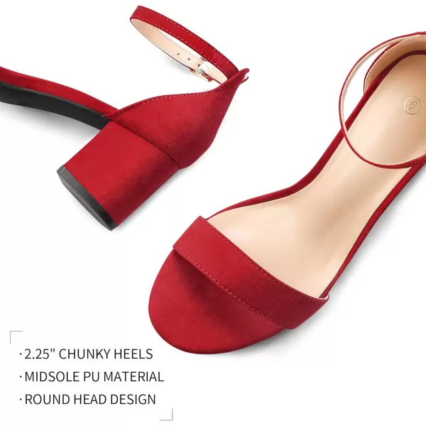 mysoft Womens Chunky Low Heels Open Toe Block Heeled Dress Ankle Strap Pump Wedding SandalsRed