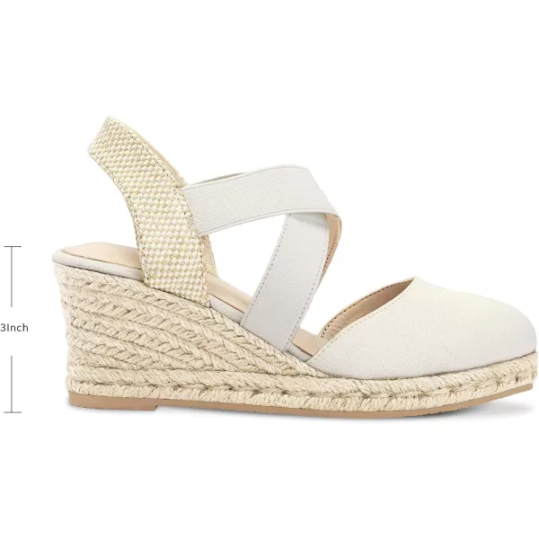 mysoft Womens Closed Toe Crisscross Elastic Ankle Strap Platform Espadrille Wedge SandalsWhite