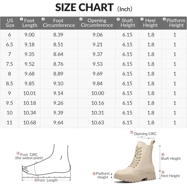 mysoft Womens Combat Boots LaceUp Platform Chunky Low Heel Ankle Booties Side Zipper ShoesBeige