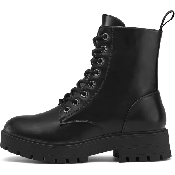 mysoft Womens Combat Boots LaceUp Platform Chunky Low Heel Ankle Booties Side Zipper ShoesBlack