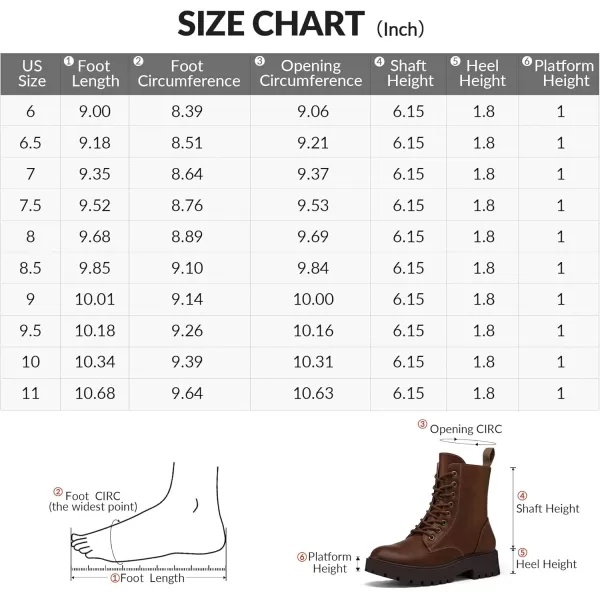 mysoft Womens Combat Boots LaceUp Platform Chunky Low Heel Ankle Booties Side Zipper ShoesBrown