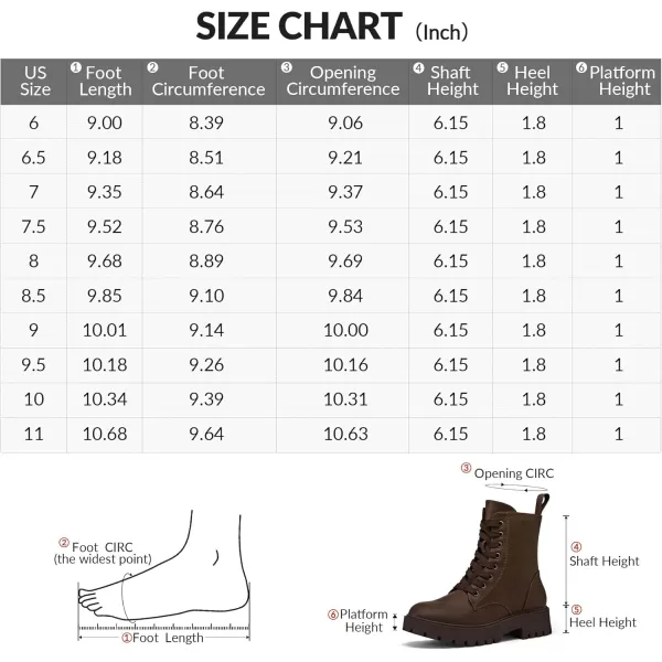 mysoft Womens Combat Boots LaceUp Platform Chunky Low Heel Ankle Booties Side Zipper ShoesDark Brown