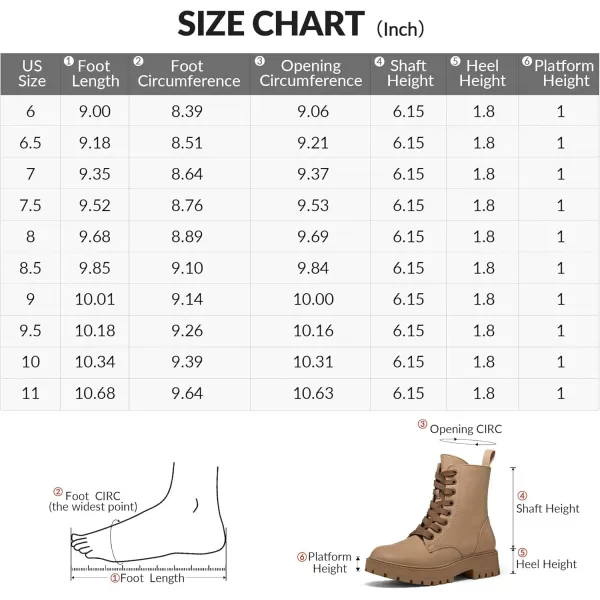 mysoft Womens Combat Boots LaceUp Platform Chunky Low Heel Ankle Booties Side Zipper ShoesSand