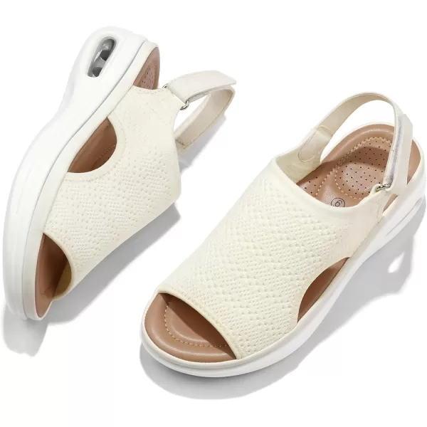 mysoft Womens Comfortable Air Cushion Support Walking Sandals Breathable Knit Slingback Platform ShoesBeige