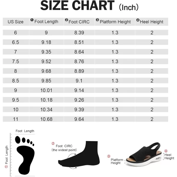 mysoft Womens Comfortable Air Cushion Support Walking Sandals Breathable Knit Slingback Platform ShoesBlack