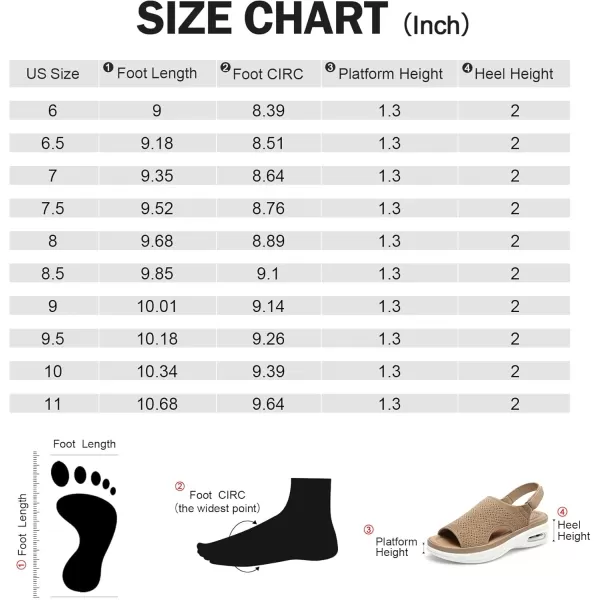 mysoft Womens Comfortable Air Cushion Support Walking Sandals Breathable Knit Slingback Platform ShoesBrown