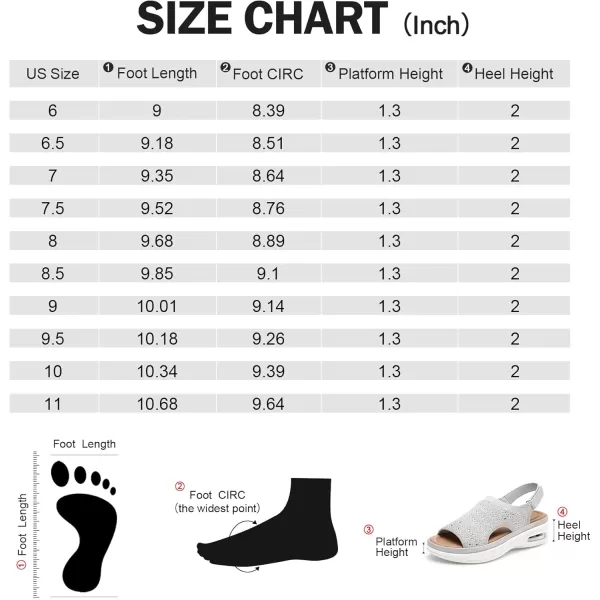 mysoft Womens Comfortable Air Cushion Support Walking Sandals Breathable Knit Slingback Platform ShoesGrey Rhinestone