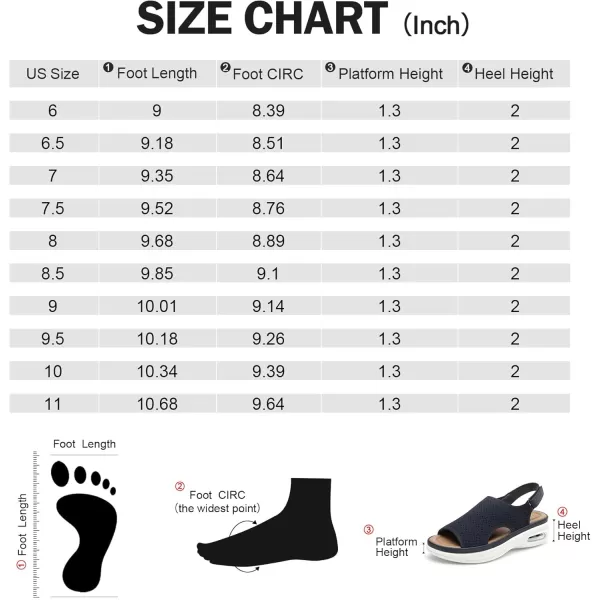 mysoft Womens Comfortable Air Cushion Support Walking Sandals Breathable Knit Slingback Platform ShoesNavy