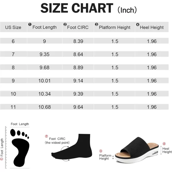 mysoft Womens Comfortable Slide Sandals Air Cushion Knit Slip On Wedge Lightweight Walking Sandals Platform Summer ShoesBlack