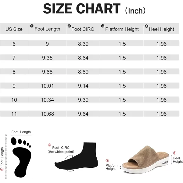 mysoft Womens Comfortable Slide Sandals Air Cushion Knit Slip On Wedge Lightweight Walking Sandals Platform Summer ShoesBrown