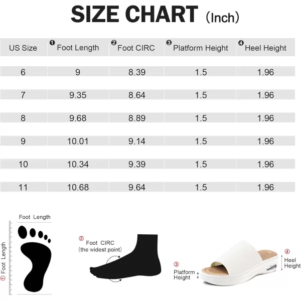 mysoft Womens Comfortable Slide Sandals Air Cushion Knit Slip On Wedge Lightweight Walking Sandals Platform Summer ShoesWhite