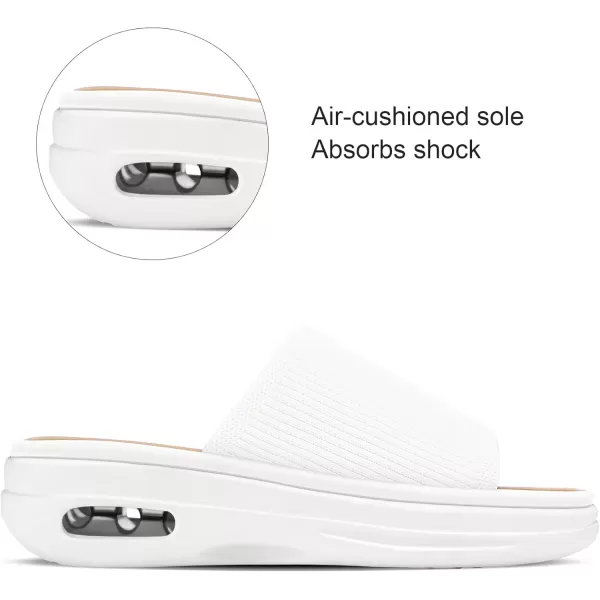 mysoft Womens Comfortable Slide Sandals Air Cushion Knit Slip On Wedge Lightweight Walking Sandals Platform Summer ShoesWhite