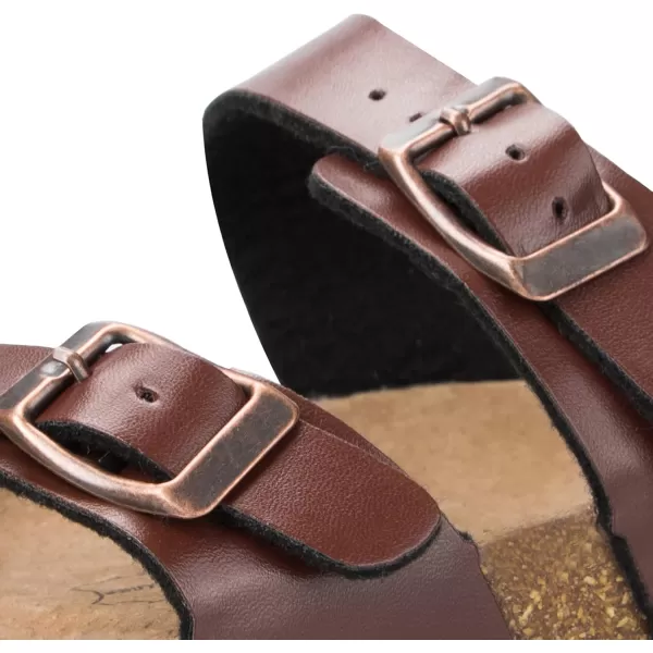 mysoft Womens Cork Footbed Sandal Slip On Double Buckle Slide Sandals with Comfort Arch SupportBrown