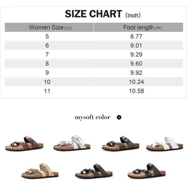 mysoft Womens Cork Footbed Sandal Slip On Double Buckle Slide Sandals with Comfort Arch SupportSilver