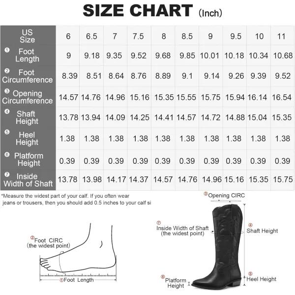 mysoft Womens Cowboy Boots Mid Calf Cowgirl Boots Embroidered Western Pointed Toe Chunky Heel Pull On Knee High BootsBlack