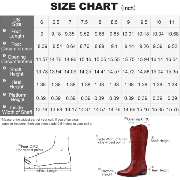 mysoft Womens Cowboy Boots Mid Calf Cowgirl Boots Embroidered Western Pointed Toe Chunky Heel Pull On Knee High BootsRed