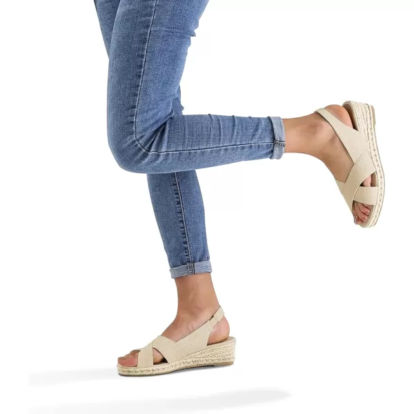 mysoft Womens Espadrille Wedge Sandals Platform Slingback Criss Cross Low Wedges Slip On Open Toe Dress Summer ShoesBeige
