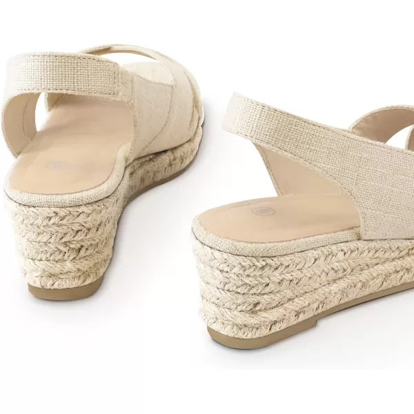 mysoft Womens Espadrille Wedge Sandals Platform Slingback Criss Cross Low Wedges Slip On Open Toe Dress Summer ShoesBeige