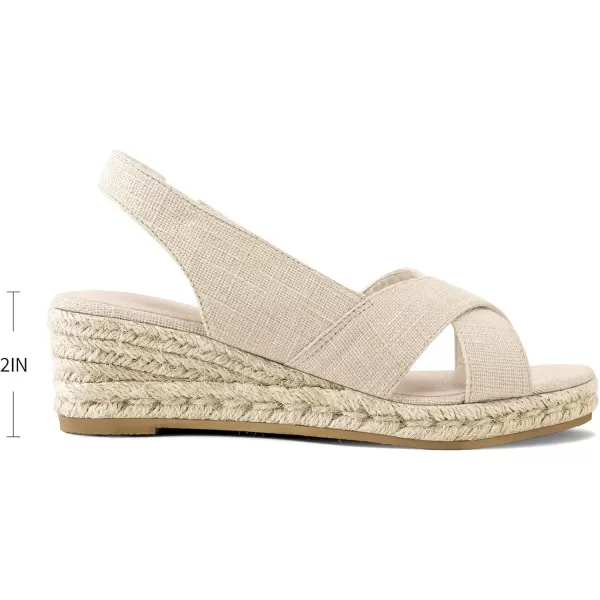 mysoft Womens Espadrille Wedge Sandals Platform Slingback Criss Cross Low Wedges Slip On Open Toe Dress Summer ShoesBeige