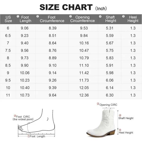 mysoft Womens Fashion Western Cowboy Ankle Boots Short Cowgirl Low Heel BootiesWhite