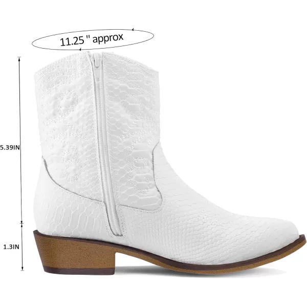 mysoft Womens Fashion Western Cowboy Ankle Boots Short Cowgirl Low Heel BootiesWhite Textured