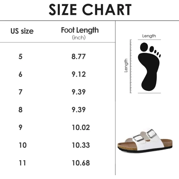 mysoft Womens Flat Sandals Cork Footbed Slides 2 Straps Adjustable Buckle Slip On Summer with Comfort ShoesWhite