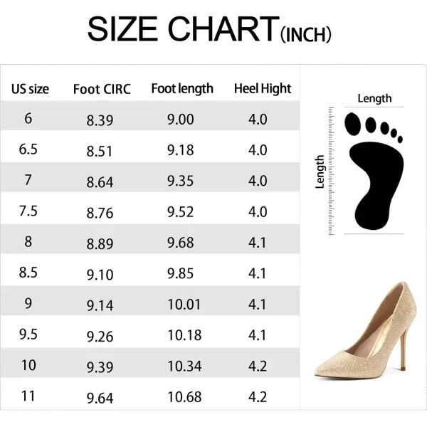 mysoft Womens High Heels Pumps Closed Pointed Toe Stiletto 4IN Heels Dress Wedding ShoesGold Glitter