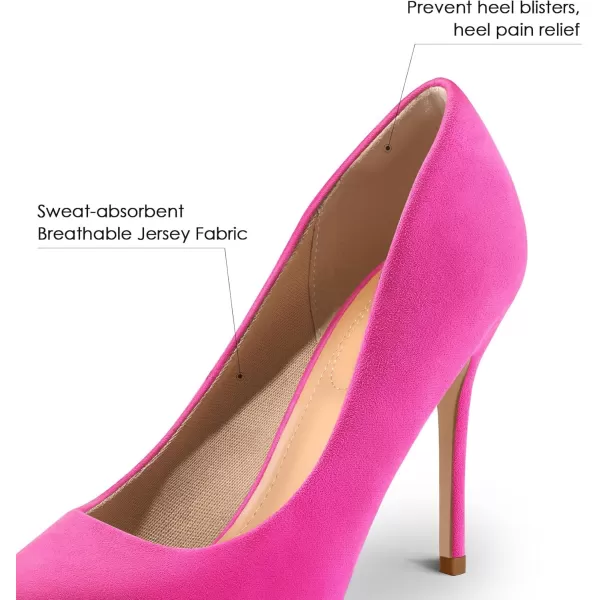 mysoft Womens High Heels Pumps Closed Pointed Toe Stiletto 4IN Heels Dress Wedding ShoesHot Pink Suede