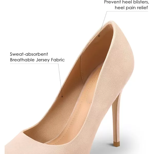 mysoft Womens High Heels Pumps Closed Pointed Toe Stiletto 4IN Heels Dress Wedding ShoesNude Suede