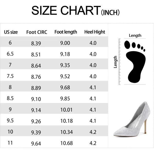 mysoft Womens High Heels Pumps Closed Pointed Toe Stiletto 4IN Heels Dress Wedding ShoesSilver Glitter