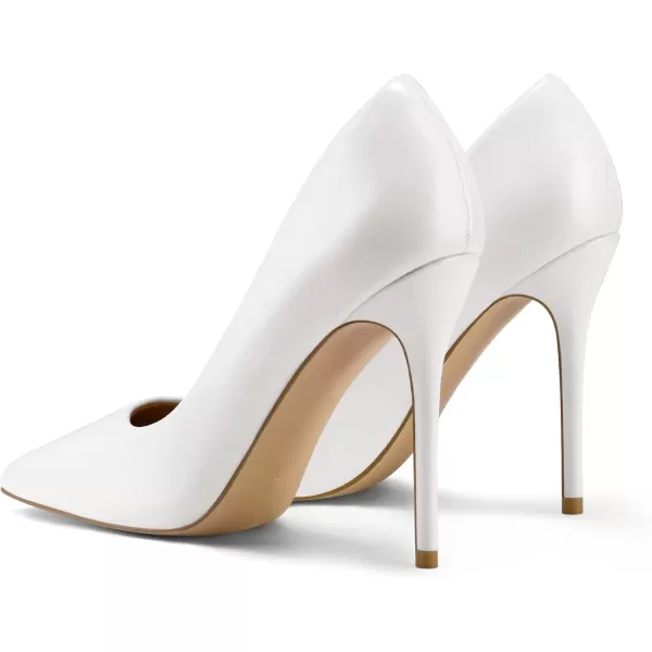 mysoft Womens High Heels Pumps Closed Pointed Toe Stiletto 4IN Heels Dress Wedding ShoesWhite Pu