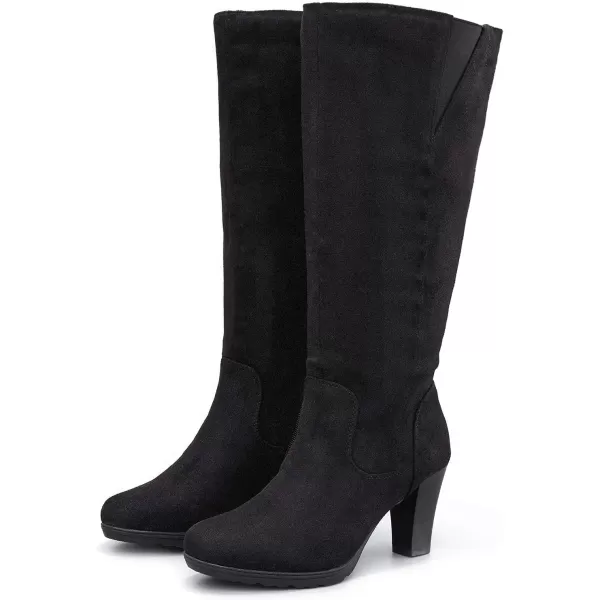 mysoft Womens Knee High Boots Chunky Heel Boots with ZipperBlack