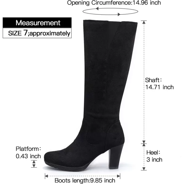 mysoft Womens Knee High Boots Chunky Heel Boots with ZipperBlack