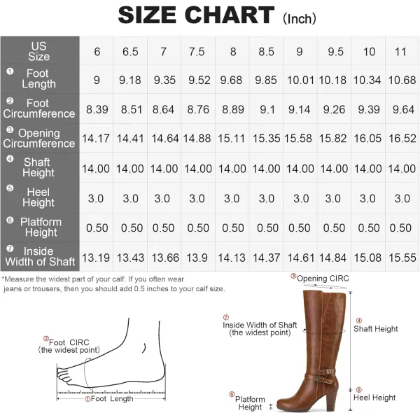 mysoft Womens Knee High Boots Chunky Heel Boots with ZipperBrown