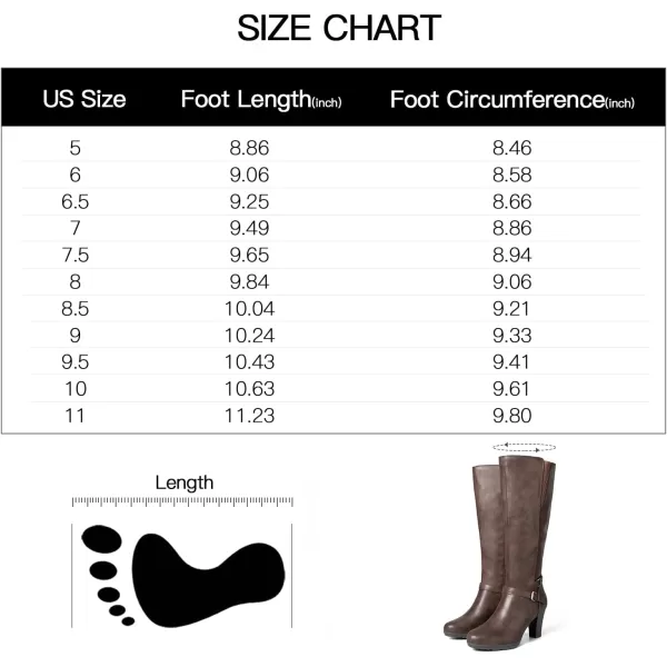 mysoft Womens Knee High Boots Chunky Heel Boots with ZipperDark Brown