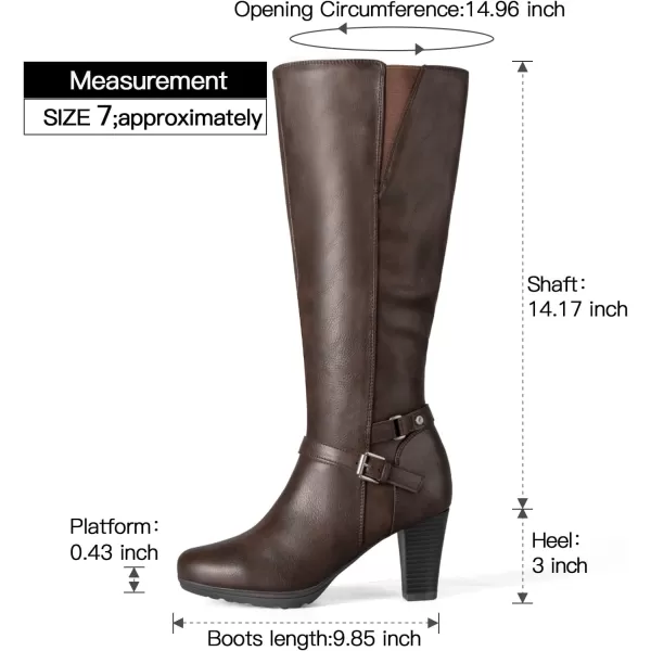 mysoft Womens Knee High Boots Chunky Heel Boots with ZipperDark Brown