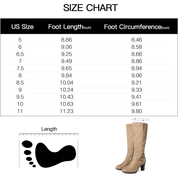 mysoft Womens Knee High Boots Chunky Heel Boots with ZipperLight Brown