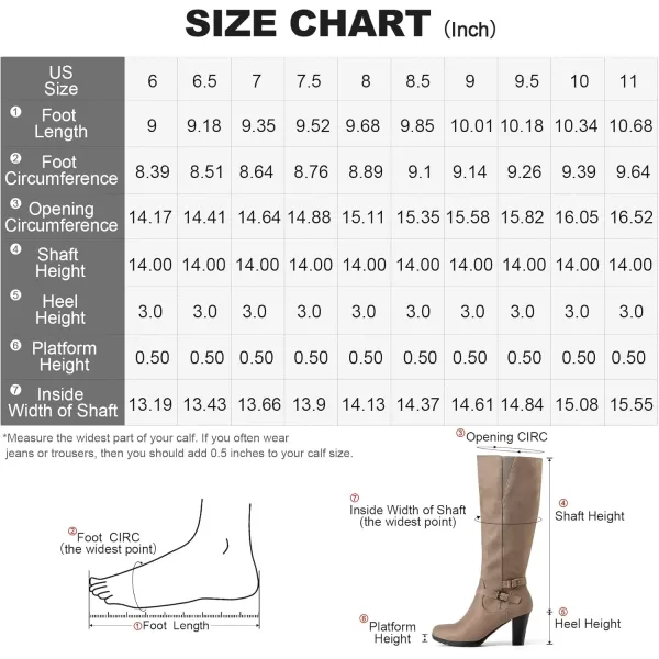 mysoft Womens Knee High Boots Chunky Heel Boots with ZipperLight Brown