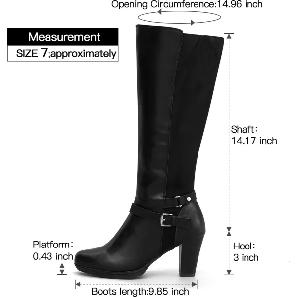 mysoft Womens Knee High Boots Chunky Heel Boots with ZipperSplicing Black