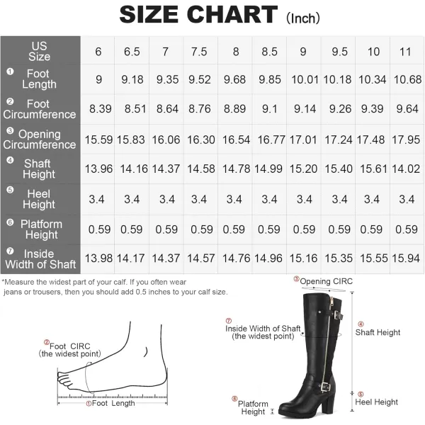 mysoft Womens Knee High Boots Fashion Chunky Block Heel Warm Winter Boots with Side ZippersBlack Pu