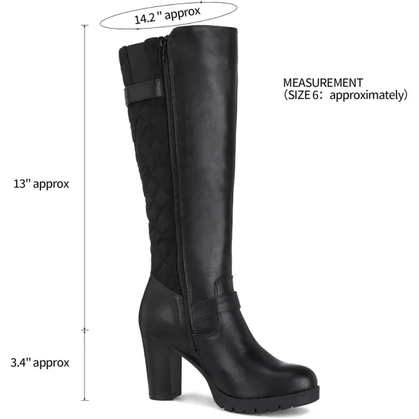 mysoft Womens Knee High Boots Fashion Chunky Block Heel Warm Winter Boots with Side ZippersBlack Pu