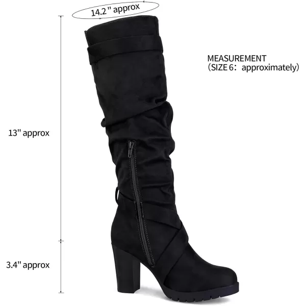 mysoft Womens Knee High Boots Fashion Chunky Block Heel Warm Winter Boots with Side ZippersBlack Suede