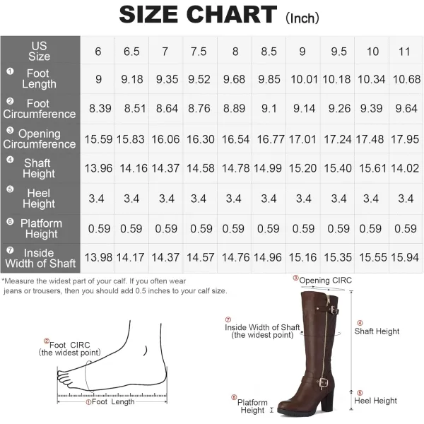 mysoft Womens Knee High Boots Fashion Chunky Block Heel Warm Winter Boots with Side ZippersBrown Pu