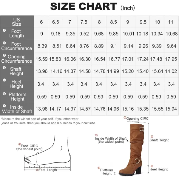 mysoft Womens Knee High Boots Fashion Chunky Block Heel Warm Winter Boots with Side ZippersCamel