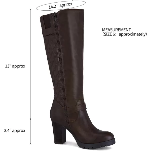 mysoft Womens Knee High Boots Fashion Chunky Block Heel Warm Winter Boots with Side ZippersCoffee Pu