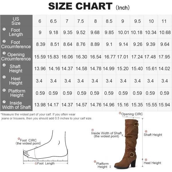 mysoft Womens Knee High Boots Fashion Chunky Block Heel Warm Winter Boots with Side ZippersDark Brown Suede