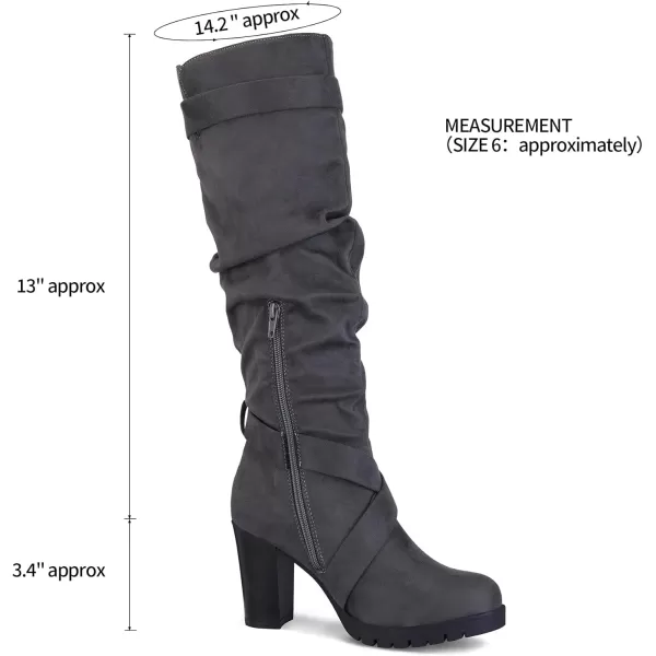 mysoft Womens Knee High Boots Fashion Chunky Block Heel Warm Winter Boots with Side ZippersDark Grey Suede